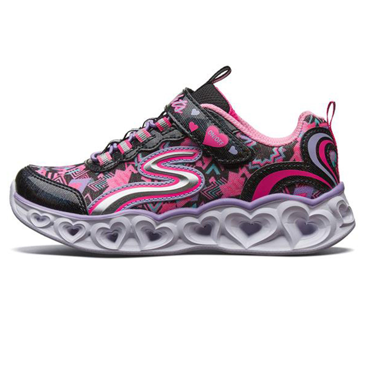 Skechers/斯凯奇正品新款女大童多彩心形闪灯舒适运动休闲鞋