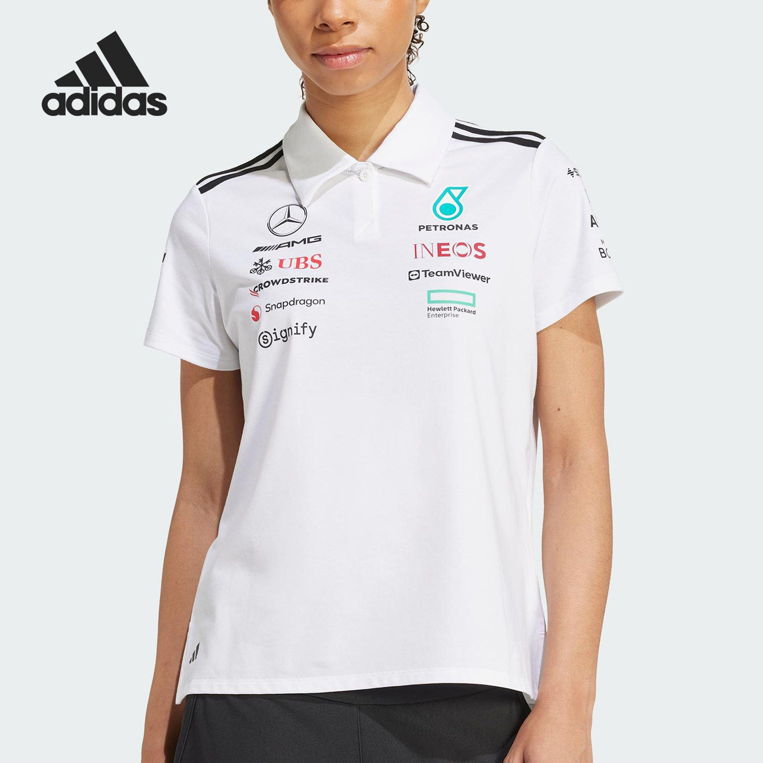 Adidas/阿迪达斯正品2025新款女士透气图案翻领POLO衫JV5741