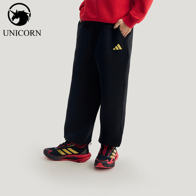 Adidas/阿迪达斯正品2025冬季款儿童束脚针织运动长裤KV6976
