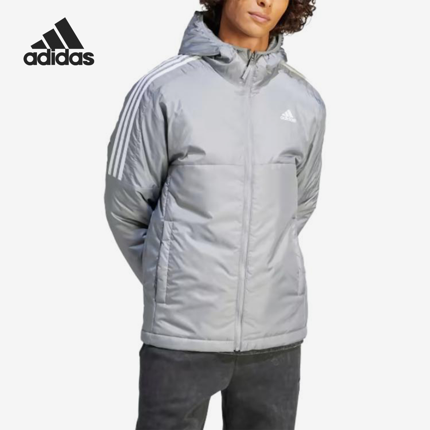 Adidas/阿迪达斯正品冬季男士运动保暖经典拉链休闲棉服IK5684