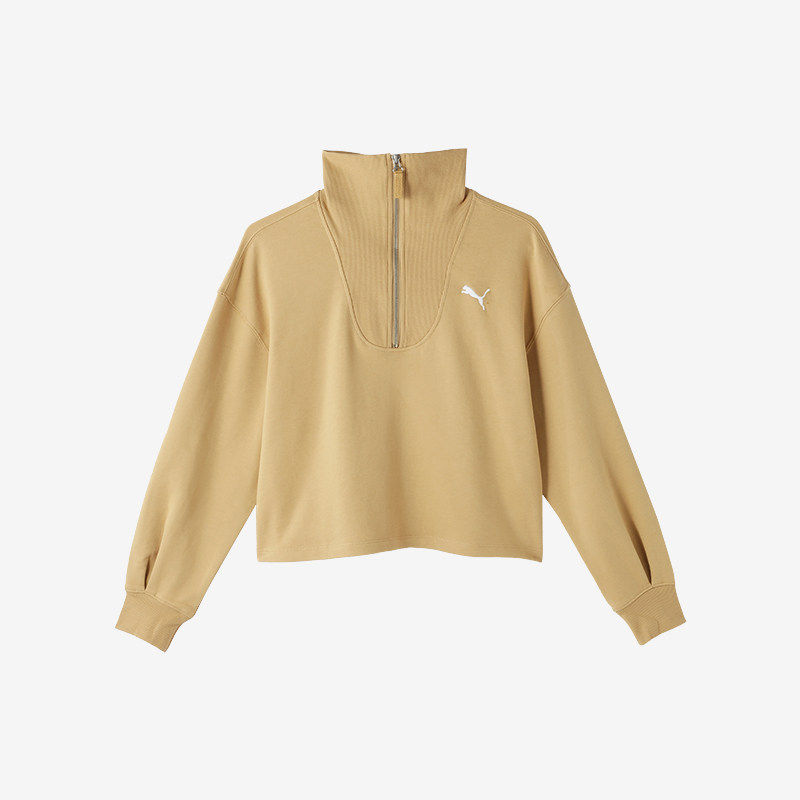 Puma/彪马正品当季新款女士复古立领休闲长袖短裤卫衣
