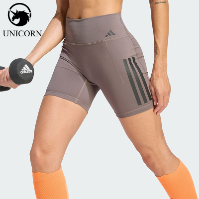 Adidas/阿迪达斯正品Optime新款女灰紫色经典健身紧身短裤JZ1099