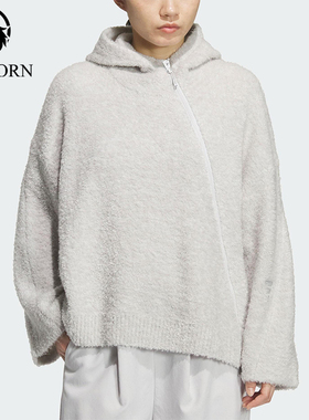 Adidas/阿迪达斯正品2025女士运动时尚宽松休闲连帽针织衫KC5782