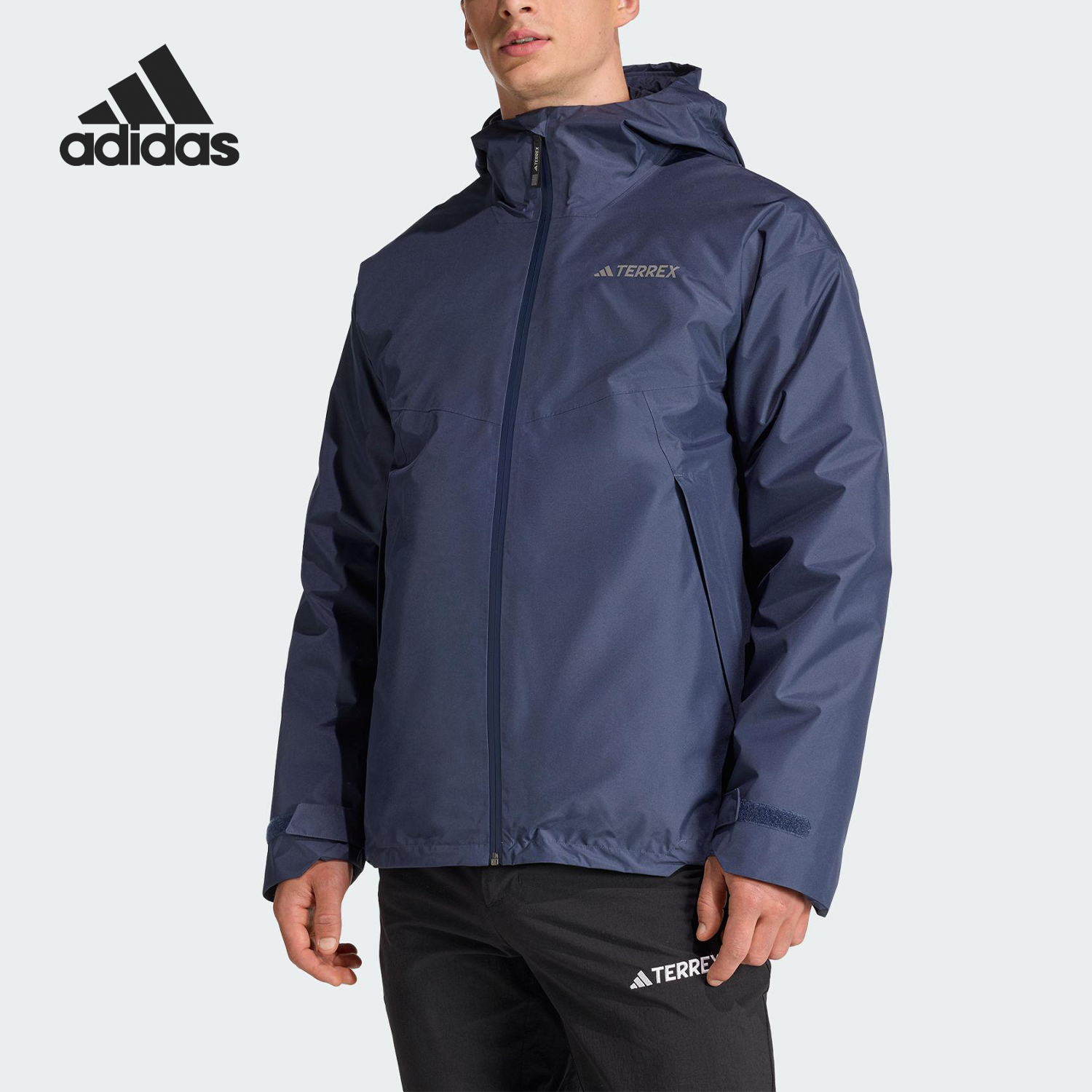 Adidas/阿迪达斯正品男士运动户外连帽三合一羽绒内胆夹克KC8489