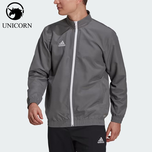 Adidas/阿迪达斯正品男灰色拉链拼接细节经典休闲夹克外套H57535