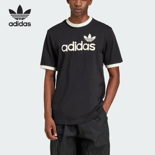 Adidas/阿迪达斯正品三叶草男士印花透气圆领短袖T恤JC8372