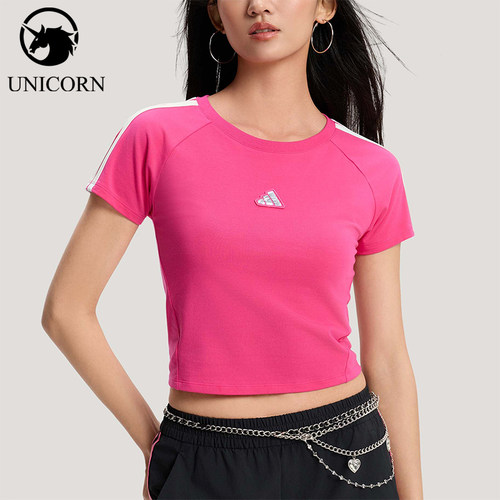 Adidas/阿迪达斯正品DANCE T-SHIRT女士修身短款短袖T恤KS0278