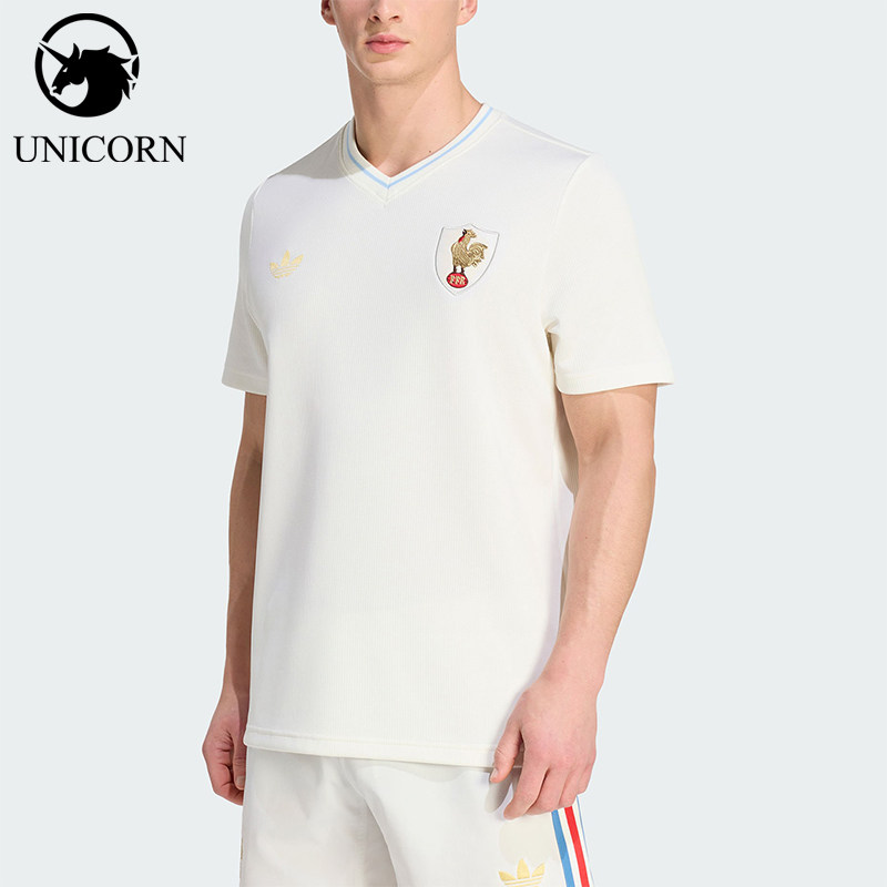 Adidas/阿迪达斯正品新款男米白色橄榄球训练经典短袖球衣JY8301