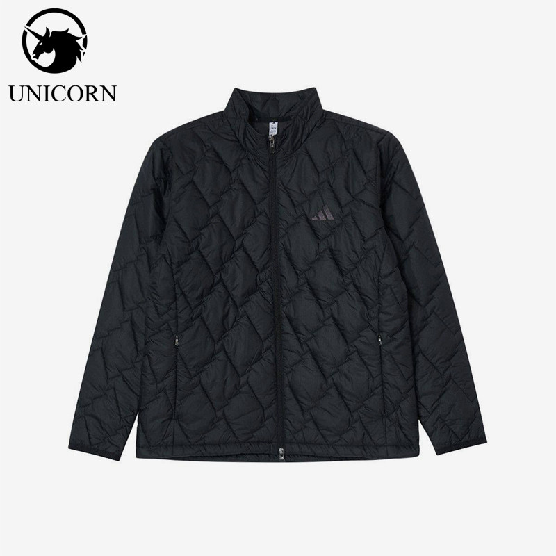Adidas/阿迪达斯正品立领长袖棉服新款男经典黑色保暖棉服KD7995