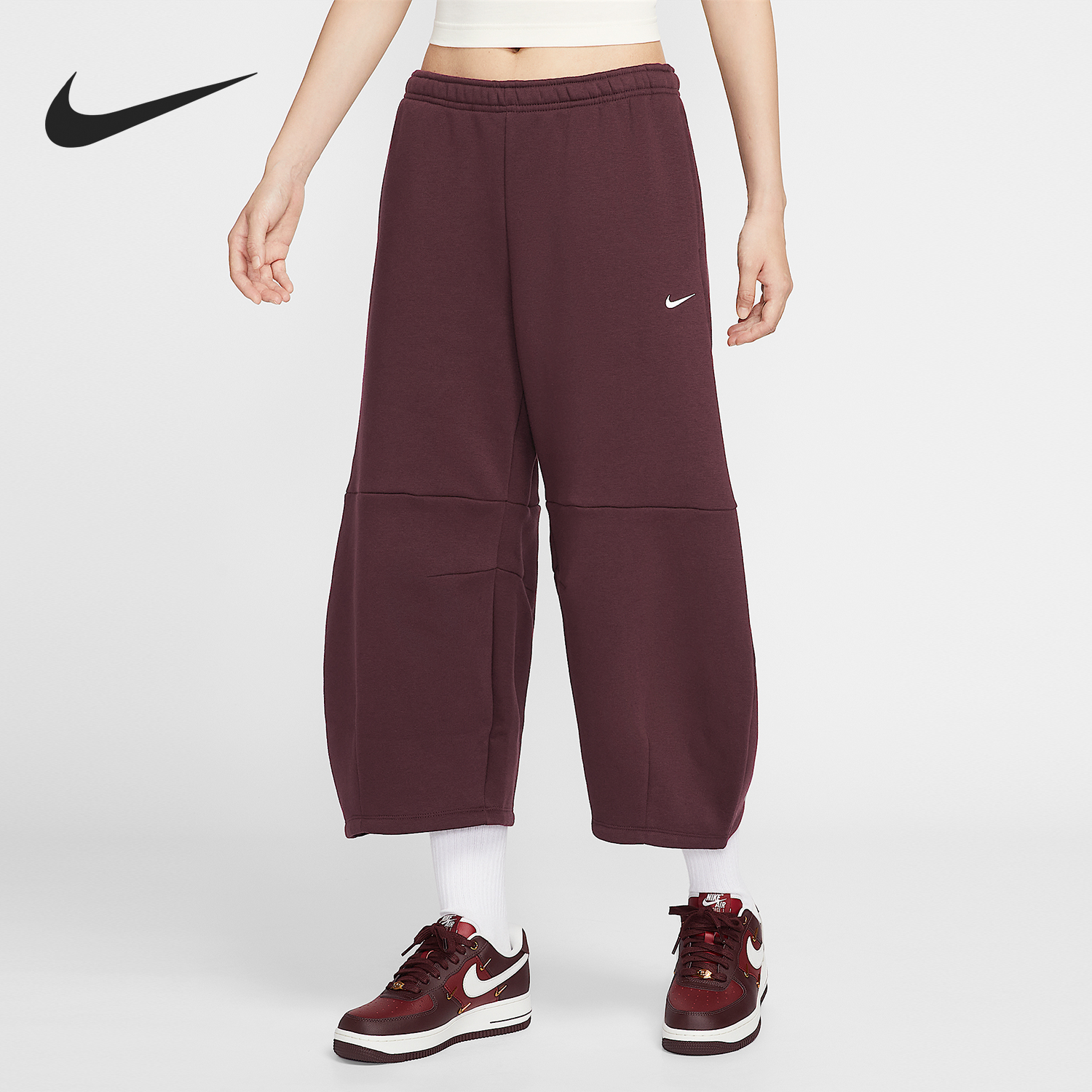 Nike/耐克正品Sportswear女士加绒休闲运动针织九分裤IM7475-652