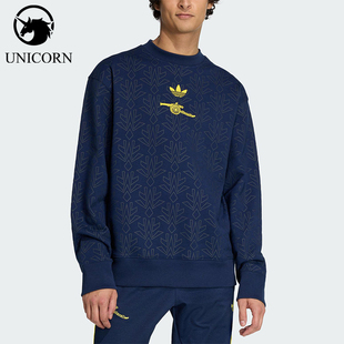 Adidas/阿迪达斯正品三叶草男士休闲圆领套头足球运动卫衣JZ4106