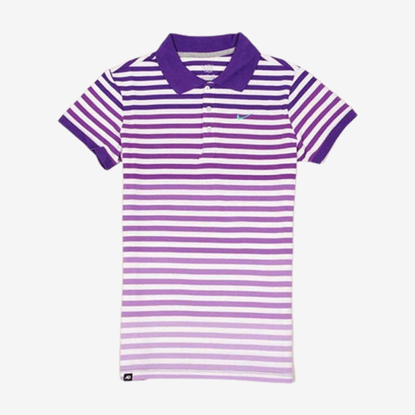 Nike耐克正品女士短袖透气条纹POLO领半开襟扣子翻领衫467210-500