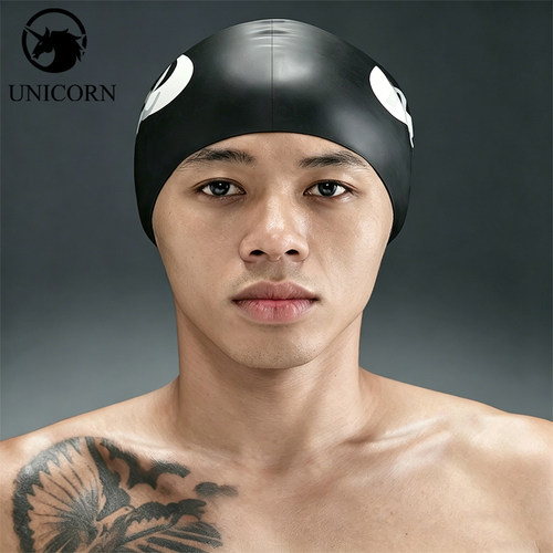 Nike/耐克正品NikeSwim硅胶泳帽新款男经典黑白色泳帽IQ7840-01
