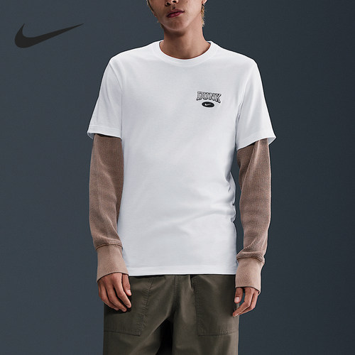 Nike/耐克正品2025男士针织刺绣字母透气运动短袖HJ0773-100