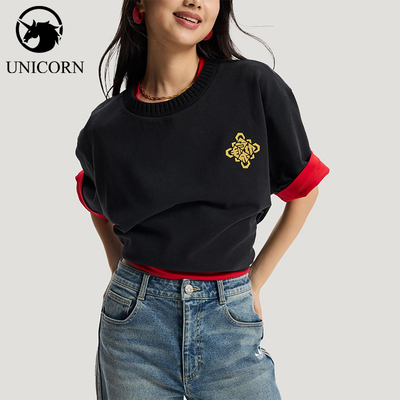 Adidas/阿迪达斯正品三叶草男女运动针织柔软新年款短袖T恤KT0714