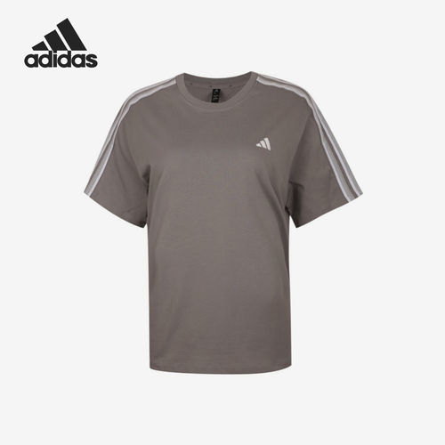 Adidas/阿迪达斯官方正品女士套头圆领条纹休闲运动短袖T恤KZ1541