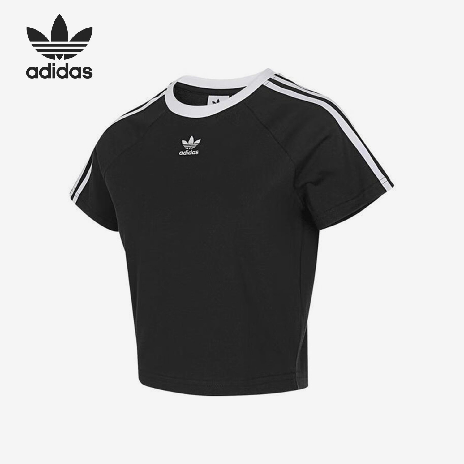 Adidas/阿迪达斯官方正品三叶草女士经典圆领短款运动T恤JC8703 - 实物图