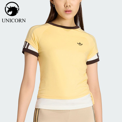 Adidas/阿迪达斯正品三叶草女士圆领双层运动修身短袖T恤KW4526