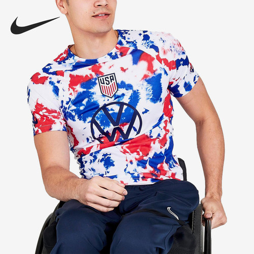 Nike耐克正品USMNT Dri-FIT男款赛前足球圆领短袖球衣DM9553-101