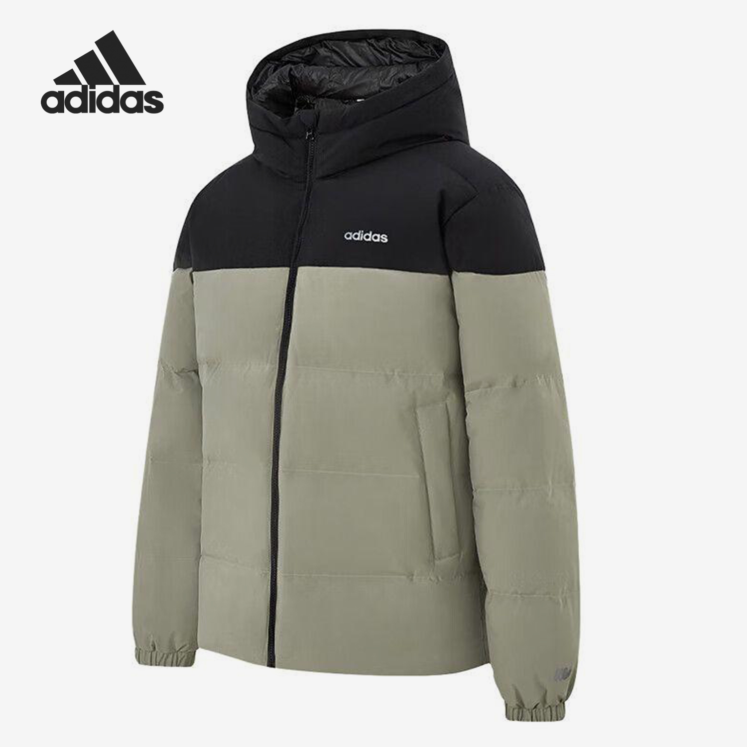 Adidas/阿迪达斯正品2025冬季款男士休闲连帽拼接羽绒服KC2155
