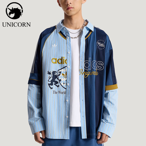 Adidas/阿迪达斯正品三叶草男士宽松梭织经典时尚长袖衬衫KY2153