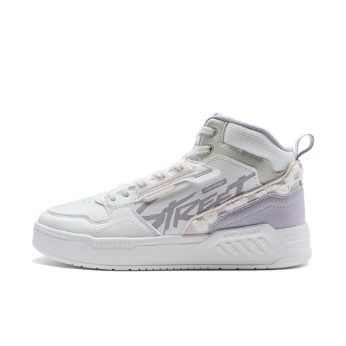 特步正品创新女子经典复古时尚百搭运动中帮厚底板鞋977418310021