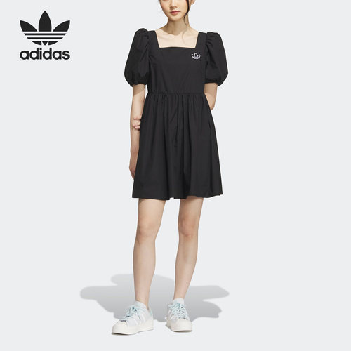 Adidas/阿迪达斯正品三叶草夏季女子运动灯笼袖连衣裙IP1771