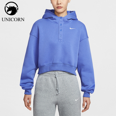 Nike/耐克正品2025冬季款女士套头连帽刺绣短款卫衣IF0259-460