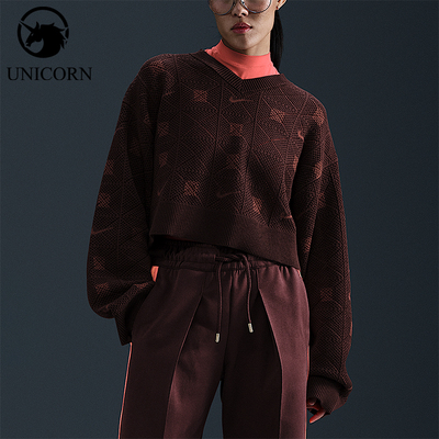 Nike/耐克正品2025秋季款女士休闲针织耐穿V领套头衫FV7802-652