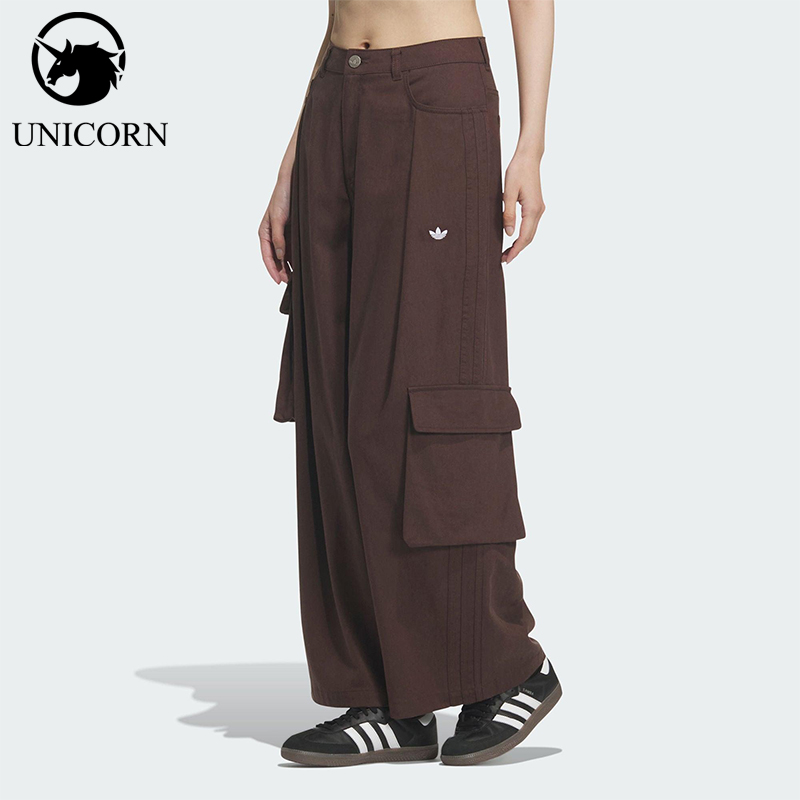 Adidas/阿迪达斯正品三叶草女士休闲运动工装阔腿耐穿长裤IA7511