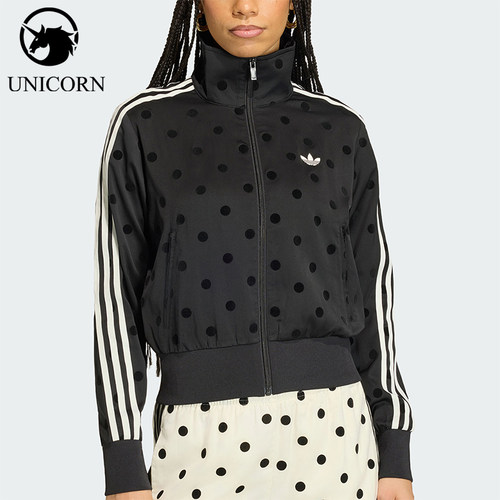 Adidas/阿迪达斯官方正品三叶草新款女黑白色时尚夹克外套KV1166