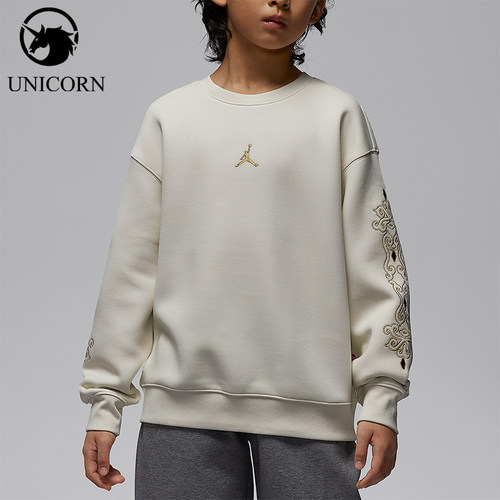Nike/耐克正品JORDAN大童圆领刺绣运动针织卫衣IR8375-347