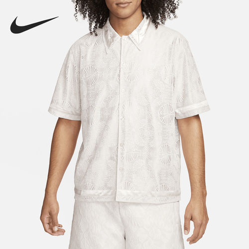 Nike/耐克正品新款男士针织提花篮球运动短袖衬衫FN2683-104