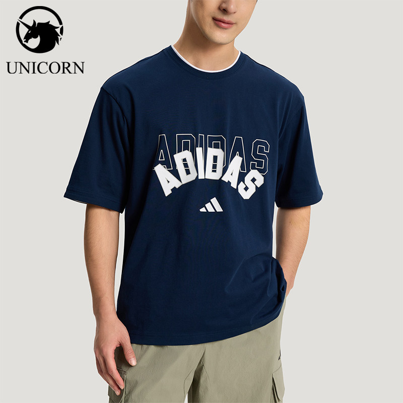 Adidas/阿迪达斯正品U 2IN1 T-SHIRT男女二合一经典短袖T恤KX0515