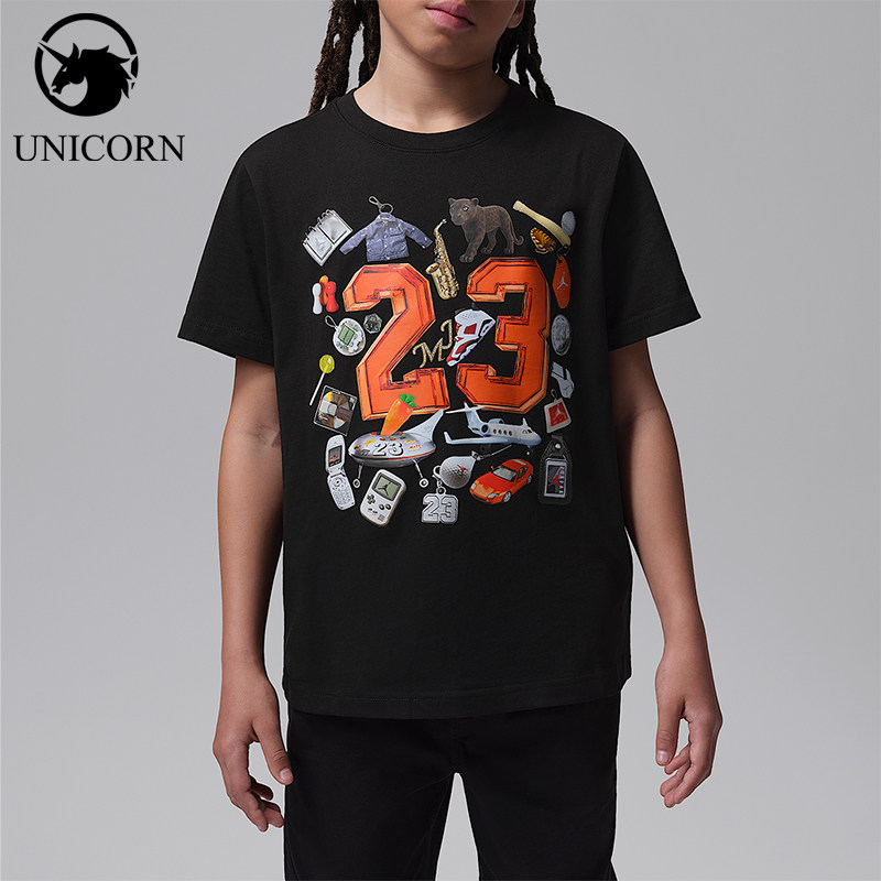 Nike/耐克正品Jordan 大童圆领 90 年代吊饰经典风T恤IW1445-010