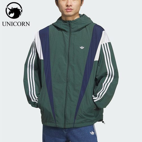 Adidas/阿迪达斯正品三叶草男士时尚宽松梭织连帽运动外套KS3553