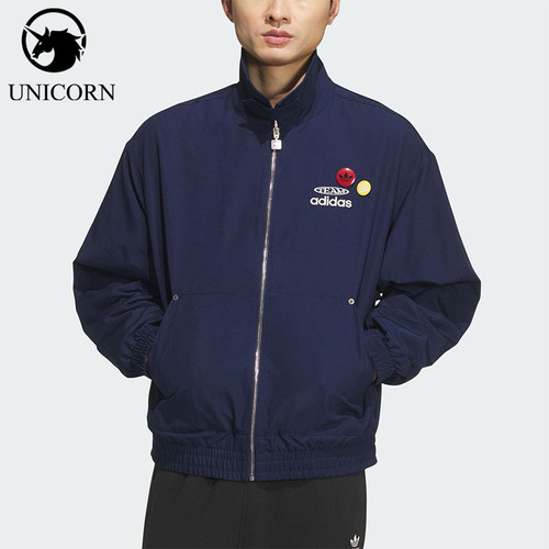 Adidas/阿迪达斯正品三叶草男士日常运动宽松翻领耐穿外套KC0135