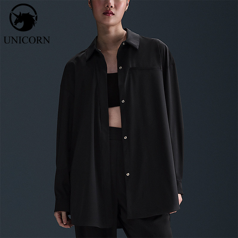 Nike/耐克正品2025秋季款女士休闲运动翻领长袖衬衫HM8385-010