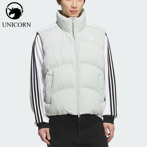 Adidas/阿迪达斯正品三叶草男女运动拉链保暖羽绒背心马甲KS8492