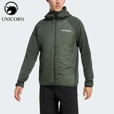 Adidas/阿迪达斯正品2026男士连帽保暖加绒拼接运动棉服KA6947