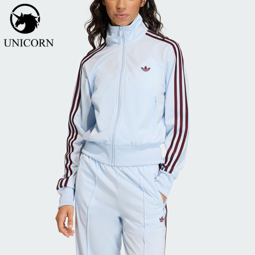 Adidas/阿迪达斯官方正品三叶草新款女浅蓝酒红色夹克外套KC6574