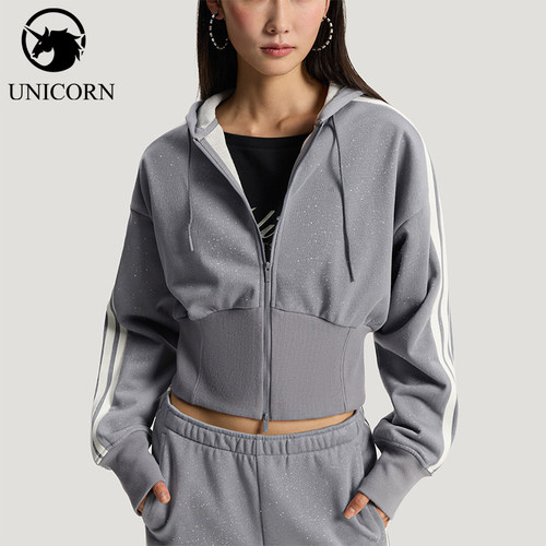 Adidas/阿迪达斯正品DCE KN JKT 1女士条纹针织时尚外套KX8906