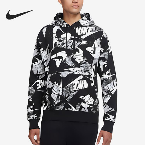 Nike耐克正品Essential+男连帽套头印花字母长袖卫衣DM6882-010