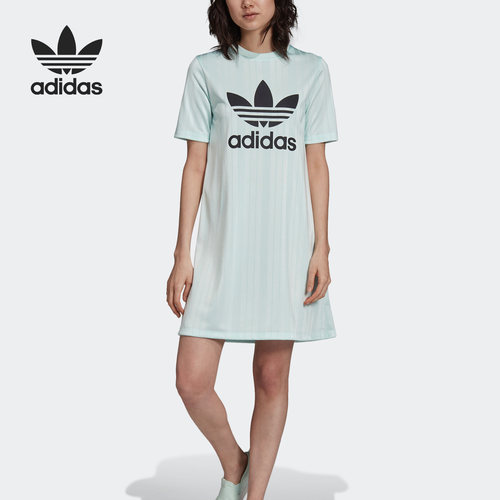 Adidas/阿迪达斯正品三叶草DRESS 女子LOGO 印花短袖连衣裙DV0126