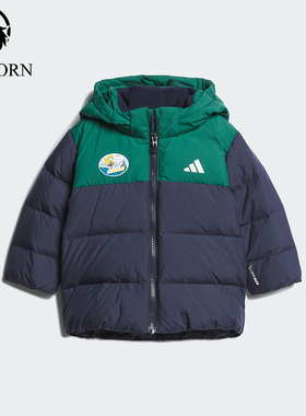 Adidas/阿迪达斯正品IN GFX DOWN JKT婴童连帽拼接羽绒服KC5396