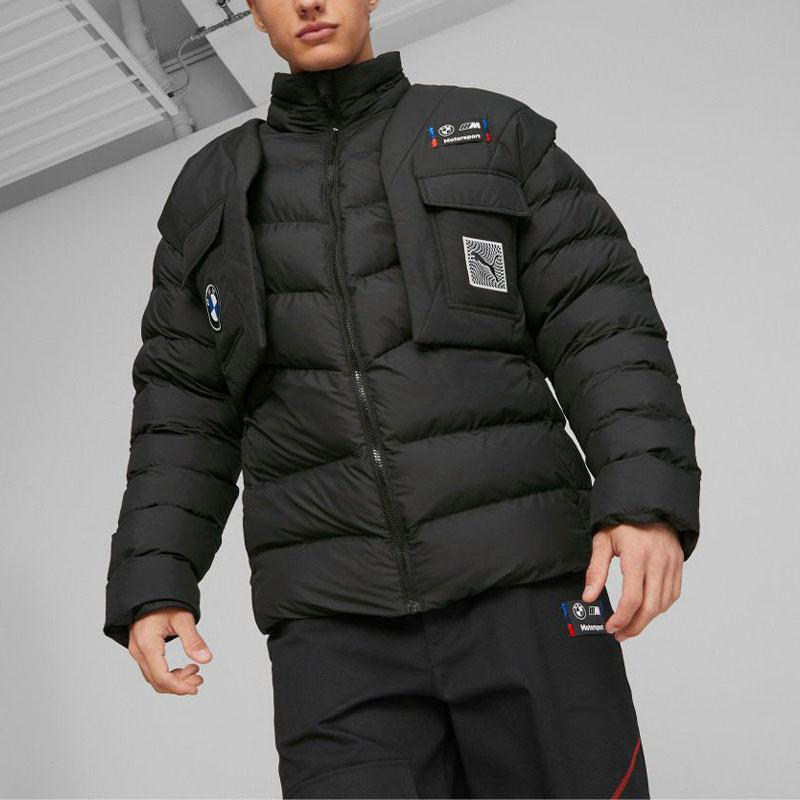 Puma/彪马正品秋冬男女同款徽章赛车印花立领经典棉服621012-01