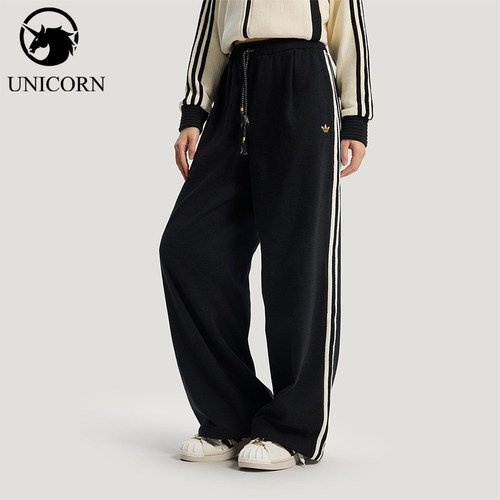 Adidas/阿迪达斯正品三叶草女士休闲新年款宽松系带运动裤KT3139