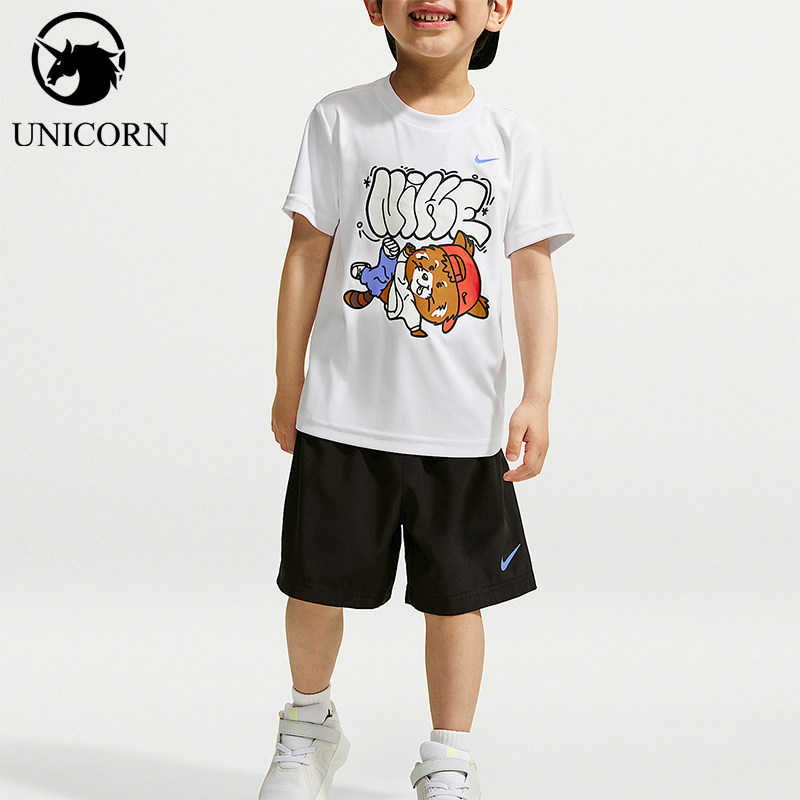 Nike/耐克正品Red Panda 婴童凉感经典短袖T恤短裤套装IZ8347-010