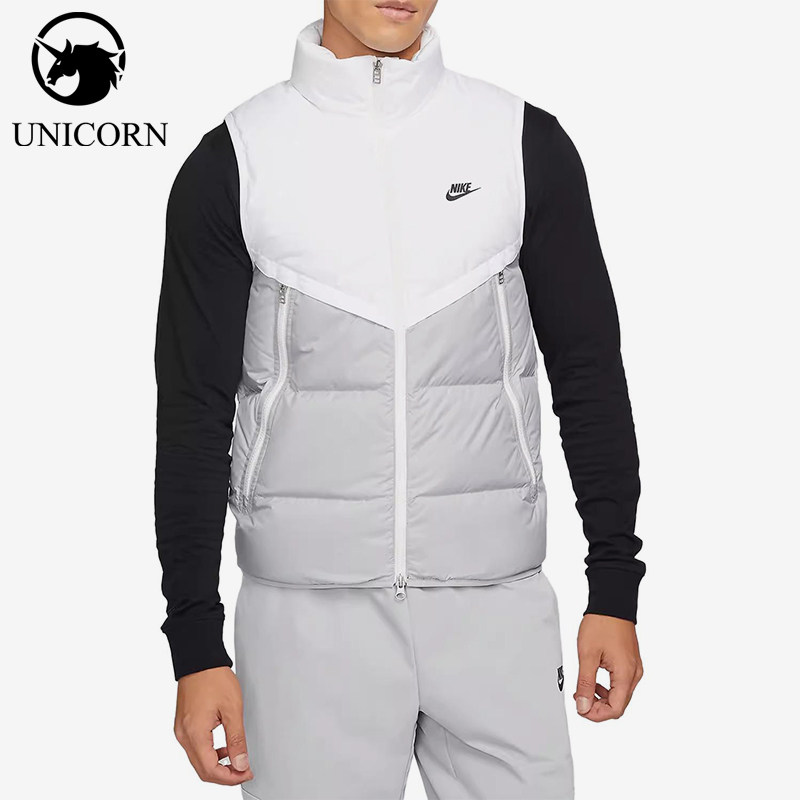 Nike/耐克正品新款男白灰色跑步轻盈保暖经典羽绒马甲DV0757-100