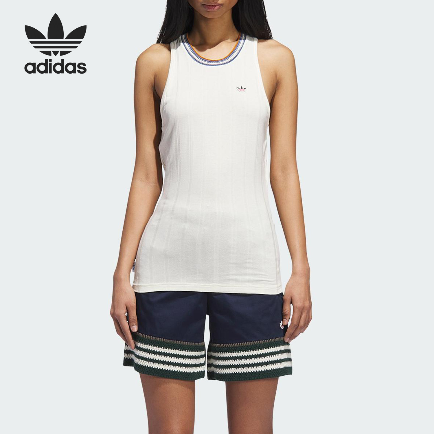 Adidas/阿迪达斯正品夏季三叶草男士休闲圆领无袖背心T恤IS6990